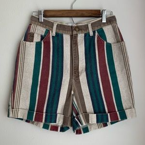 Vintage striped high waisted retro shorts size 8